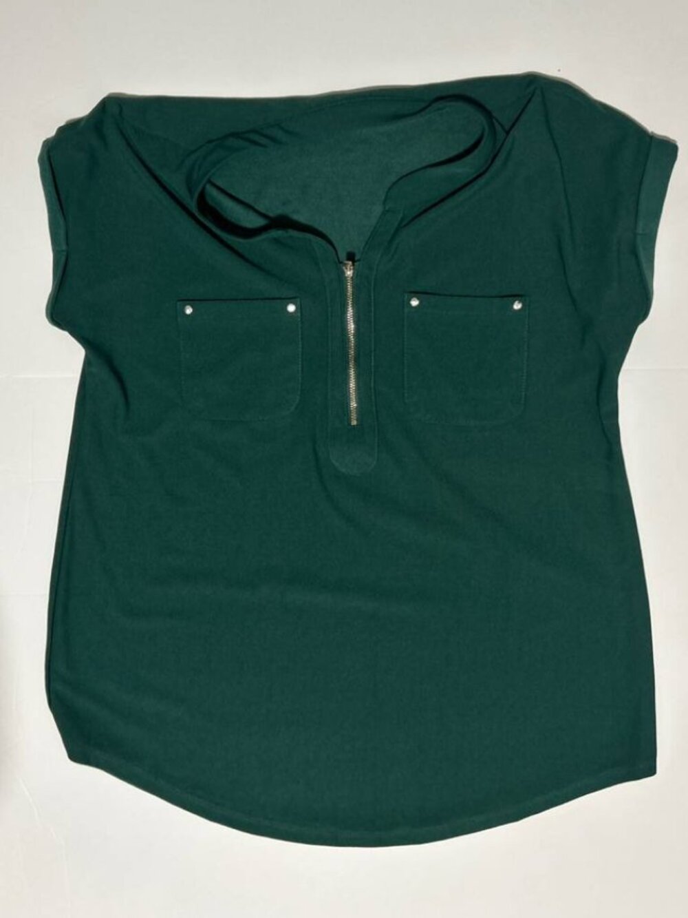 Lily Morgan Dark Green Sleeveless Zip Pocket Top S